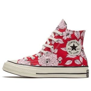 Converse Chuck Taylor 70 All Star High Top Red Pink Floral Shoes University Cute